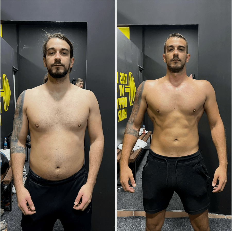 💥Novi rezultat u timu💥 REKOMPOZICIJA TIJELA – 45 DANA 🔥 Prvi put kad smo radili zajedno – razvalio je. Zatim povreda ramena i 2 godine pauze. Sad se vratio – i pokazao šta znači povratak sa stilom! 📉 Manje sala 📈 Više mišića ⚖️ +8kg na vagi – čista rekompozicija Bez izgovora. Samo rad. Nema nazad kad znaš šta možeš!