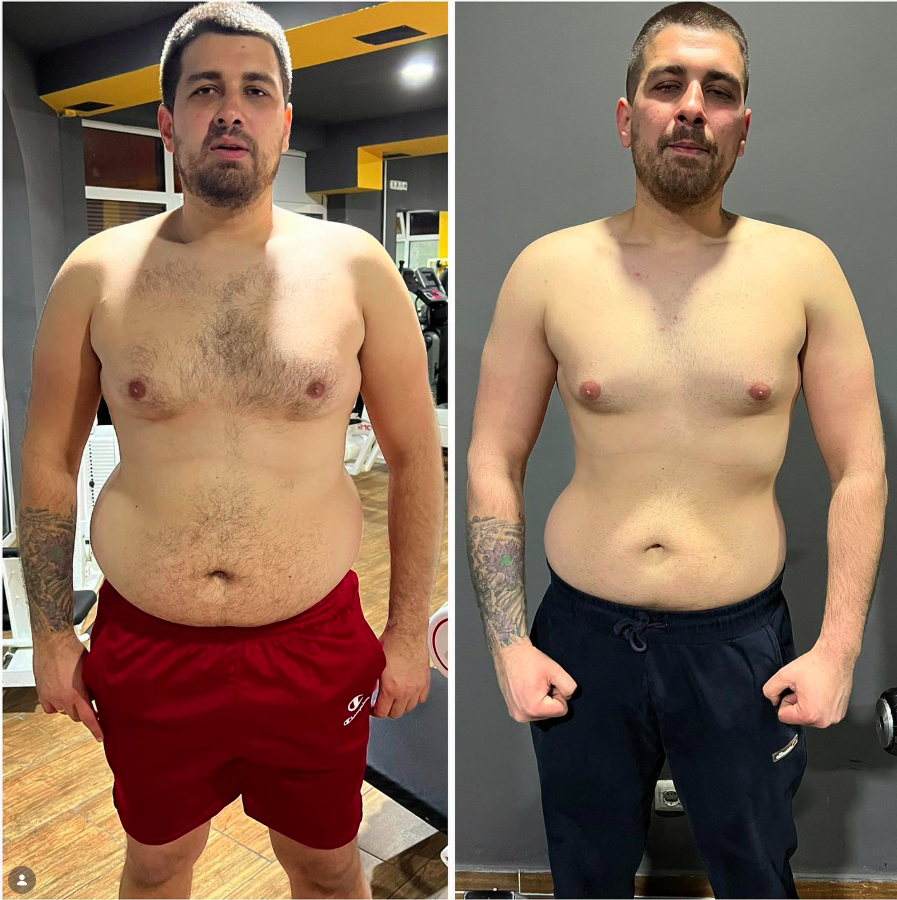 💥 Novi “update” u timu 💥 - Razlika između slika je u 16 sedmica i 8kg. Dosta moćniji izgled i napakovano dosta mesa. -Drugar, klijent nije mogao da prati ishranu onako kako sam mu ispisao zbog obima posla koji radi, ali mimo praćenja UH i unosa masti, ispratio je dnevni unos proteina 200g. -Što se tiče treninga velika pohvala bratu @bricic1 . Veliki radnik i pravi spartanac. Iz treninga u trening dizali smo radne težine, kidali se i napredak je morao da dođe. -Sada ide pauza jedno vrijeme od saradnje i u planu imamo da odradimo kvalitetnu masu s’ početkom od Septembra. Svaka čast bruda na trudu, radu i želji. @bricic1 Slika lijevo 121kg. Slika desno 93.5kg. - Jedan veliki drugar, brat, prijatelj s’ kojim sam krenuo u veoma lošem stanju i uspjeli da za malo manje od 4 mjeseca (105 dana) izgubimo 27.5kg. - Bez i jednog urađenog kardia, ishrana uvrštena i promjenjena iz temelja uz adekvatan plan treninga. U daljem nastavku prelazimo na rotaciju UH uz postepeno ubacivanje kardia. Ova slika Vam je dokaz da kada čovjek ima jaku volju kao u ovom slučaju sve se može i ništa nije teško. Bravo bruda malo je reć da sam ponosan, idemo sad’ još jače. @daniel9390 📈💪🏻