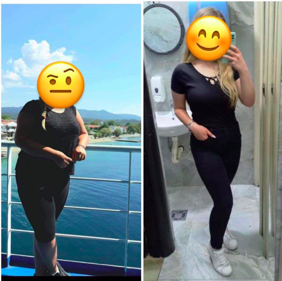 💥 Novi “update” u timu 💥 Rad-Red-Disciplina ‼️ -4 mjeseca online saradnje sa klijenticom, -27kg 💪🏻 Slika lijevo 95kg, slika desno 68kg. Idemo sad još jače ✅